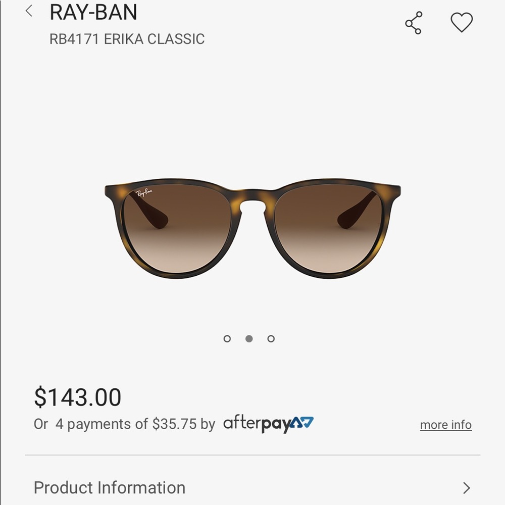 Ray-Ban Erika Tortoise Sunglasses, case included